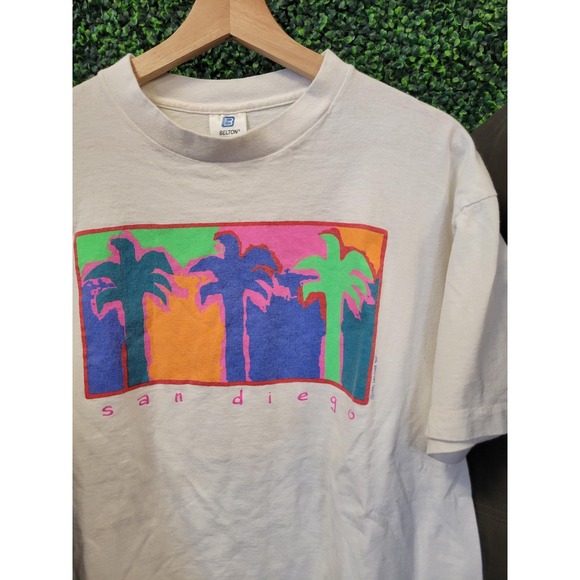 vtg 90s SAN DIEGO CALIFORNIA Tee xl // neon multicolor nature abstract tourist - Picture 2 of 4